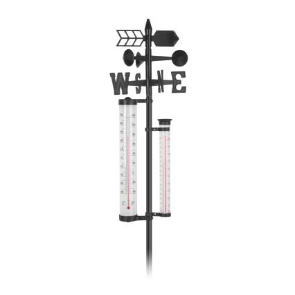 Udendørs 3-i-1 vejrstation, 145 cm, sort