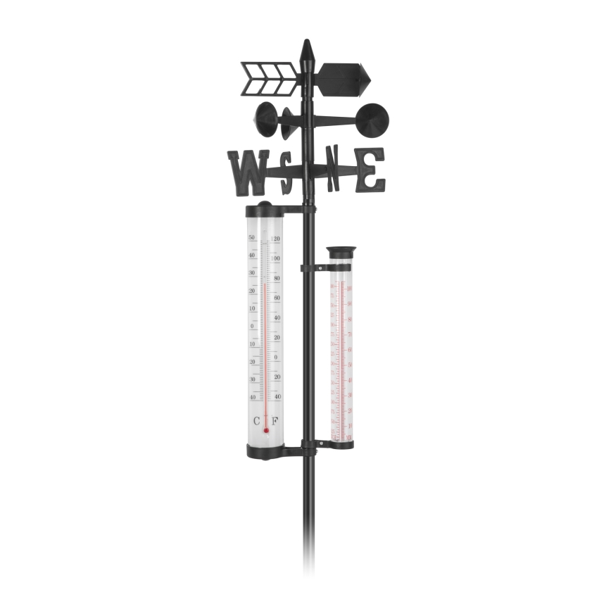 Udendørs 3-i-1 vejrstation, 145 cm, sort