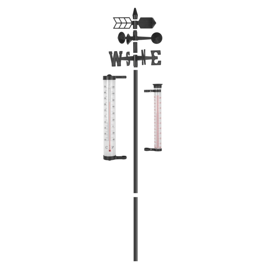 Udendørs 3-i-1 vejrstation, 145 cm, sort
