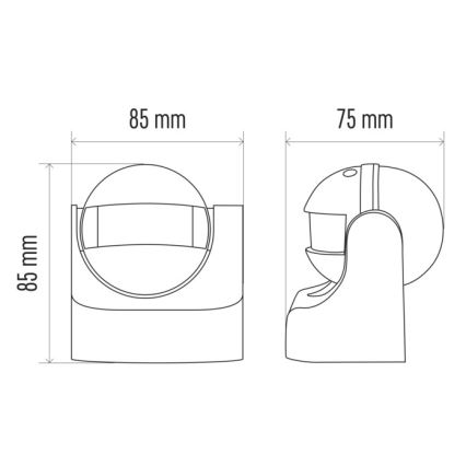 Udendørs bevægelsessensor PIR B 180° 1200W/230V IP44 hvid