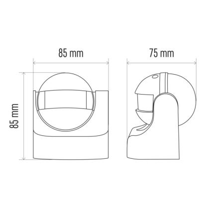 Udendørs bevægelsessensor PIR B 180° 1200W/230V IP44 sort