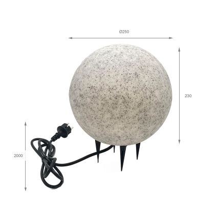 Udendørs dekorationslampe LUMISTONE 1xE27/15W/230V IP65 Ø 25 cm