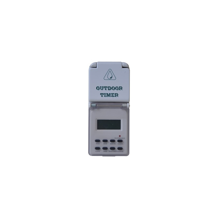 Udendørs digital tidsur, ugentlig, 16A/230V IP44 200 mAh