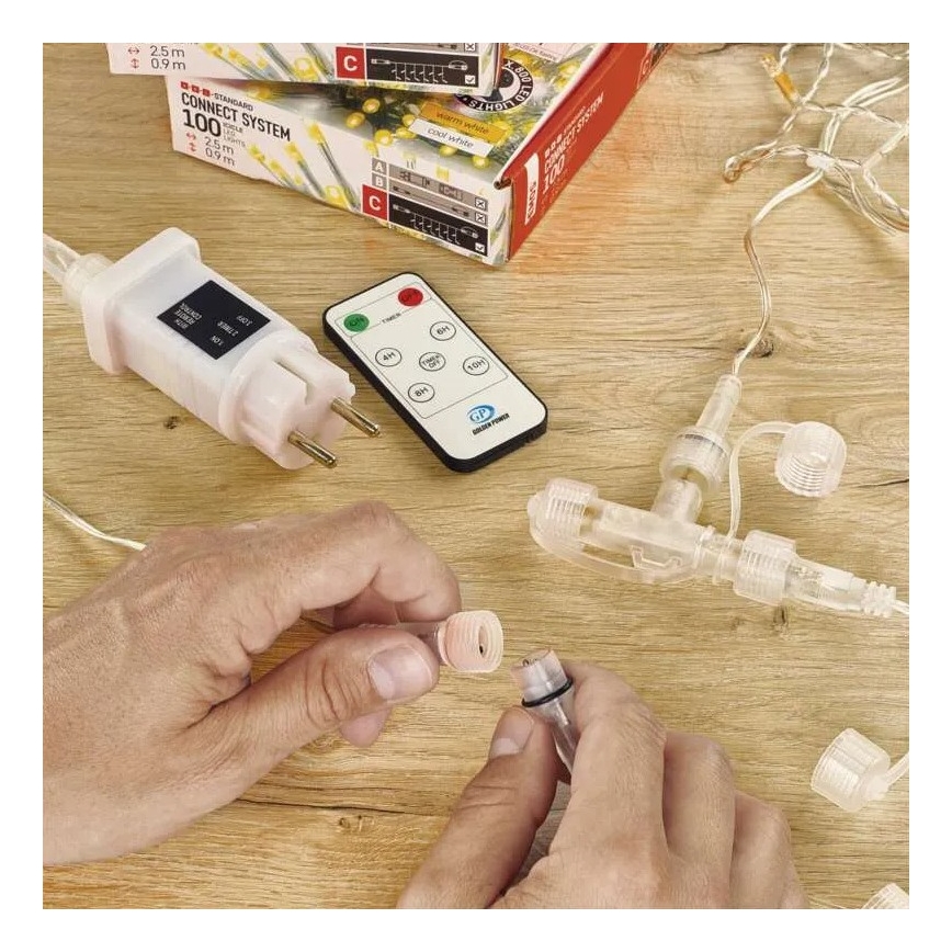 Udendørs forlængerledning til sammenkoblingskæder – gennemsigtig, 10 m, IP44