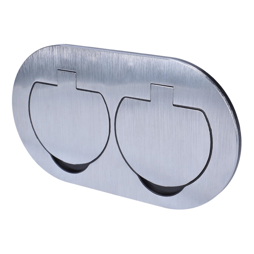 Udendørs indbygget gulv double socket IP55 rund