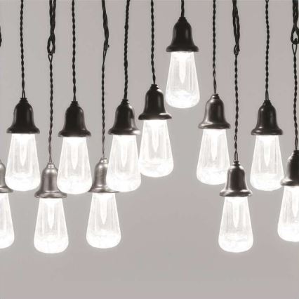 Udendørs LED-dekorationslyskæde 16 x LED 8,6 m IP44 kølig hvid