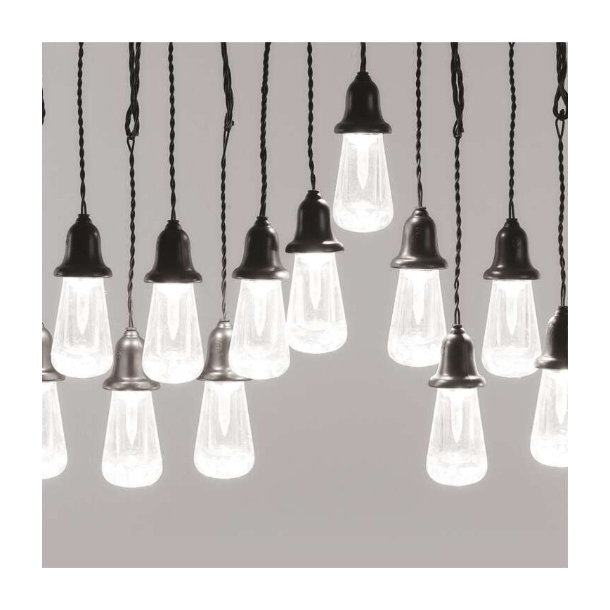 Udendørs LED-dekorationslyskæde 16 x LED 8,6 m IP44 kølig hvid