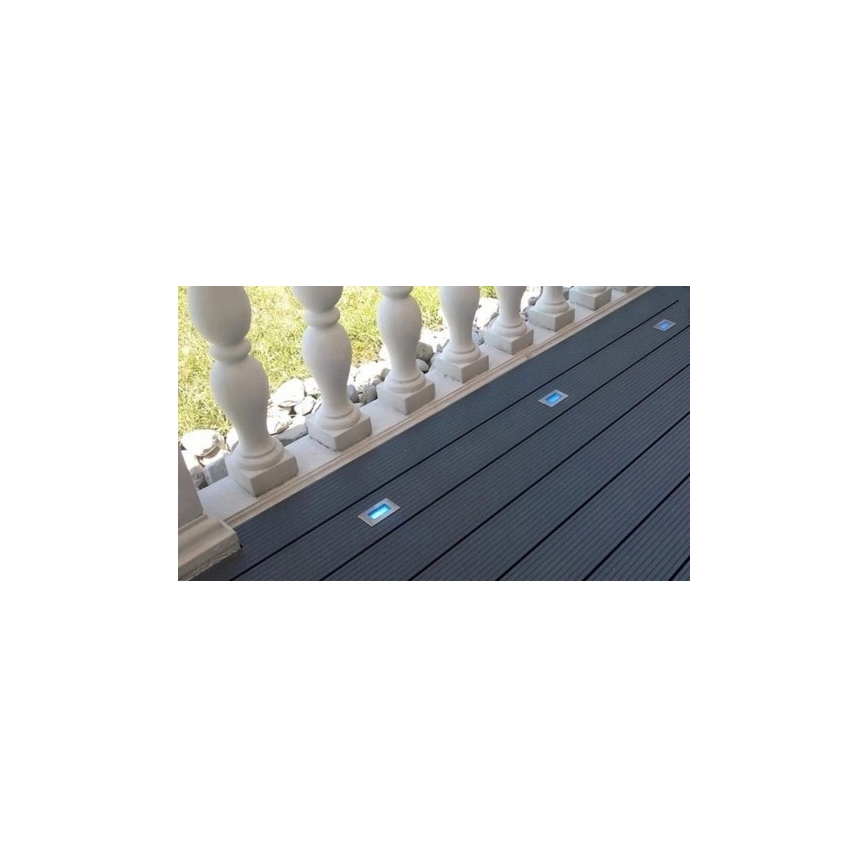 Udendørs LED indbygningslampe EASY CONNECT LED/2W/230V blå IP67 rektangulær