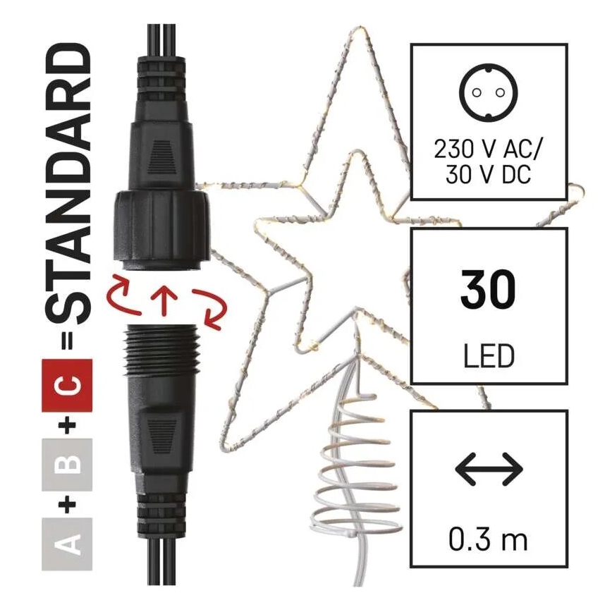 Udendørs LED juledekoration 30xLED/4W/30V IP44 varm hvid