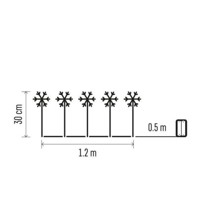 Udendørs LED juledekoration 5xLED/3xAA IP44 snefnug