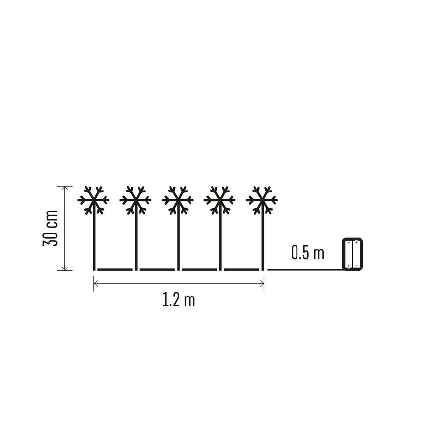 Udendørs LED juledekoration 5xLED/3xAA IP44 snefnug
