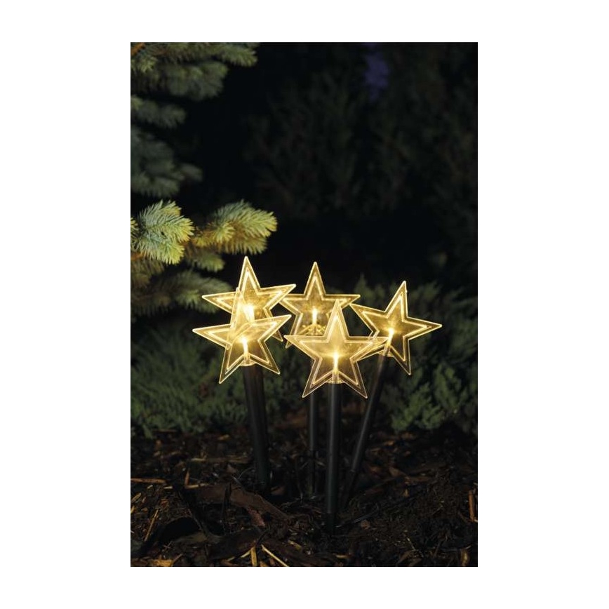Udendørs LED juledekoration 5xLED/3xAA IP44 stjerner
