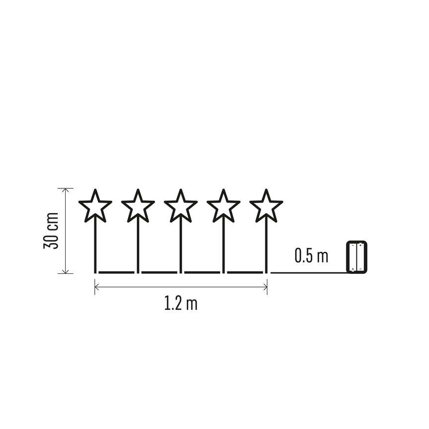 Udendørs LED juledekoration 5xLED/3xAA IP44 stjerner
