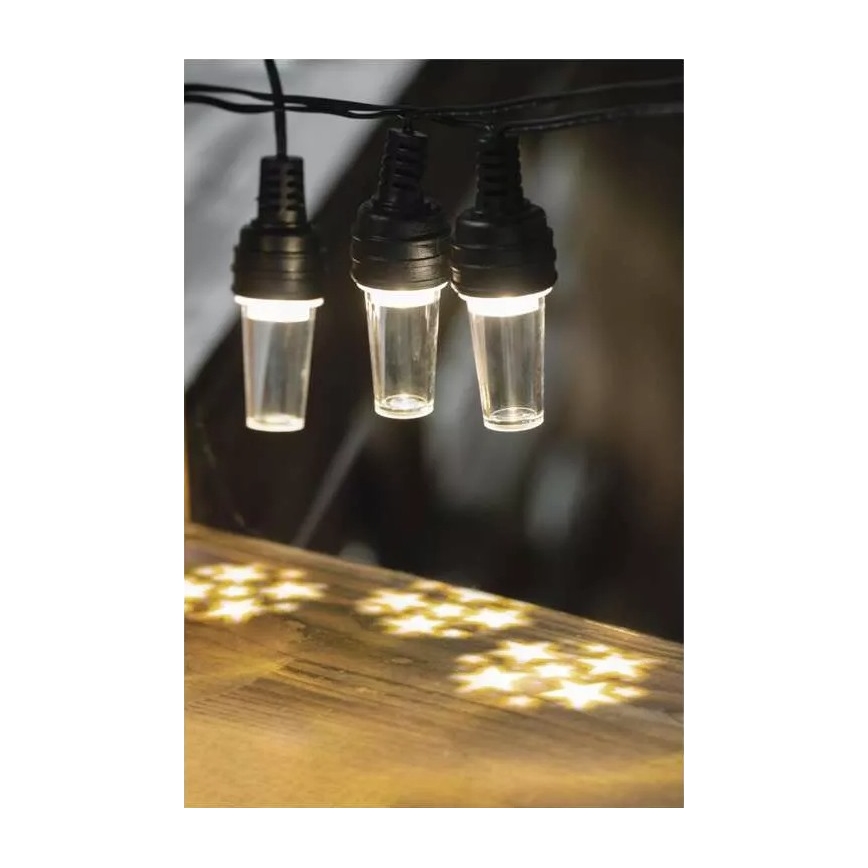 Udendørs LED julekæde 10xLED/9,5 m IP44 kold hvid