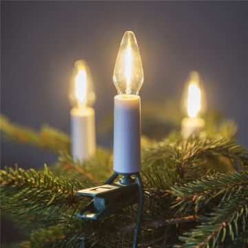 Udendørs LED julekæde forlængelse FELICIA FILAMENT 20xE10 14 m transparent/varm hvid IP44 Fremstillet af EU