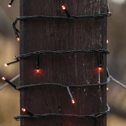 Udendørs LED julelyskæde 100xLED/10m IP44 rød