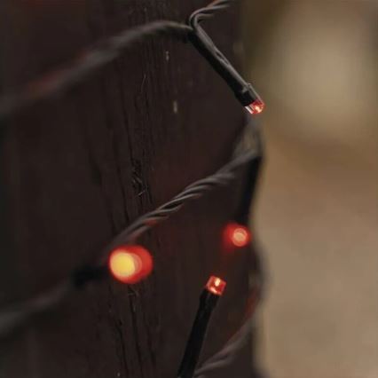 Udendørs LED julelyskæde 100xLED/10m IP44 rød