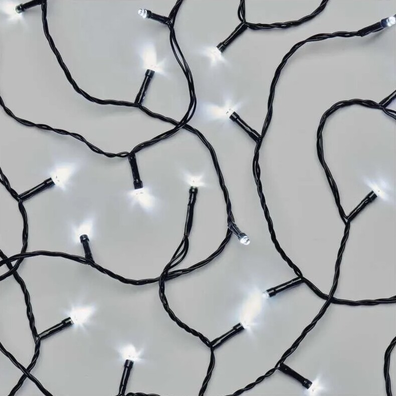 Udendørs LED julelyskæde 120xLED/3xAA 8,9m IP44 kold hvid