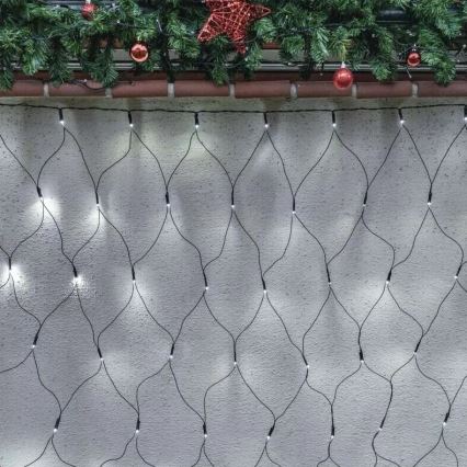 Udendørs LED julelyskæde 160xLED/2x1,5m IP44 kold hvid