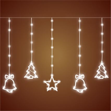 Udendørs LED julelyskæde 186xLED 7 m IP44 koldt hvidt lys