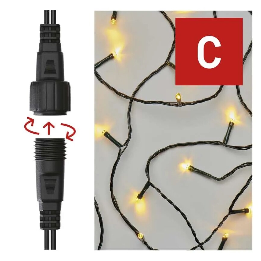 Udendørs LED julelyskæde 50xLED/5m IP44 varm hvid