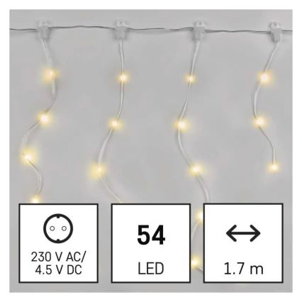Udendørs LED julelyskæde 54xLED/8 funktioner 6,7x0,7m IP44 varm hvid