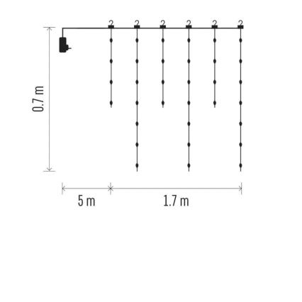 Udendørs LED julelyskæde 54xLED/8 funktioner 6,7x0,7m IP44 varm hvid