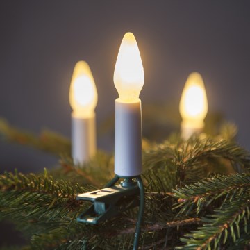 Udendørs LED julelyskæde FELICIA FILAMENT 20xE10 19m hvid/varm hvid IP44, Fremstillet i EU