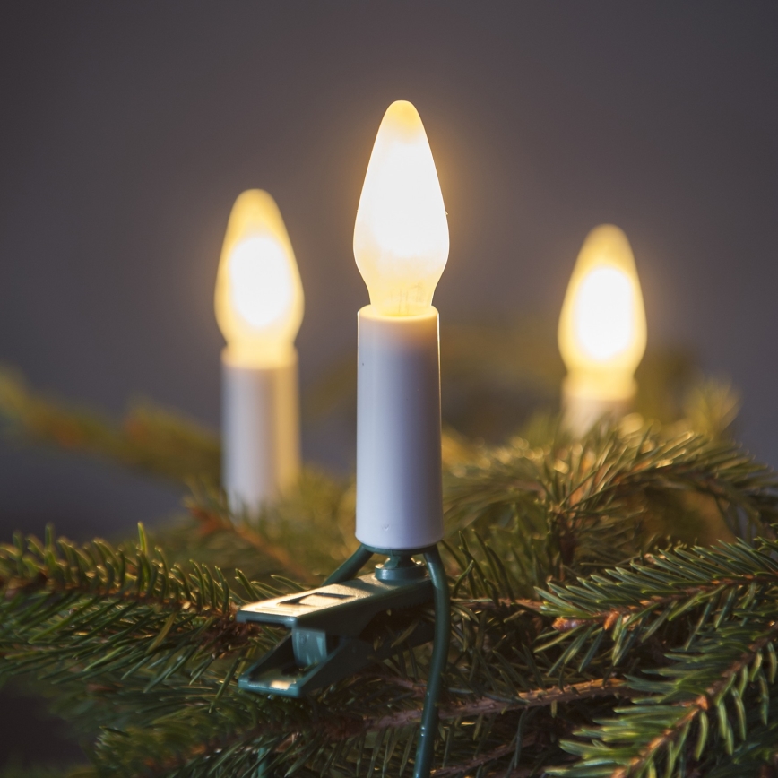 Udendørs LED julelyskæde FELICIA FILAMENT 20xE10 19m hvid/varm hvid IP44, Fremstillet i EU