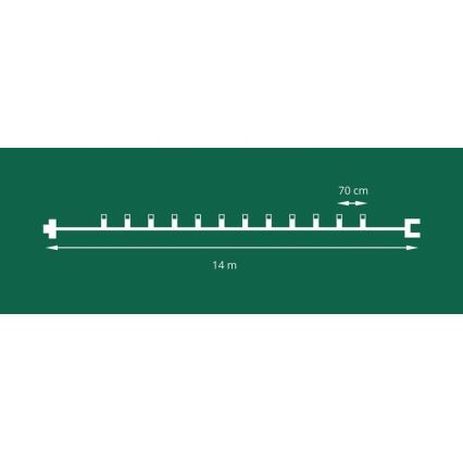 Udendørs LED julekæde forlængelse CONE FILAMENT 20xE10 14 m transparent/varm hvid IP44 Fremstillet af EU