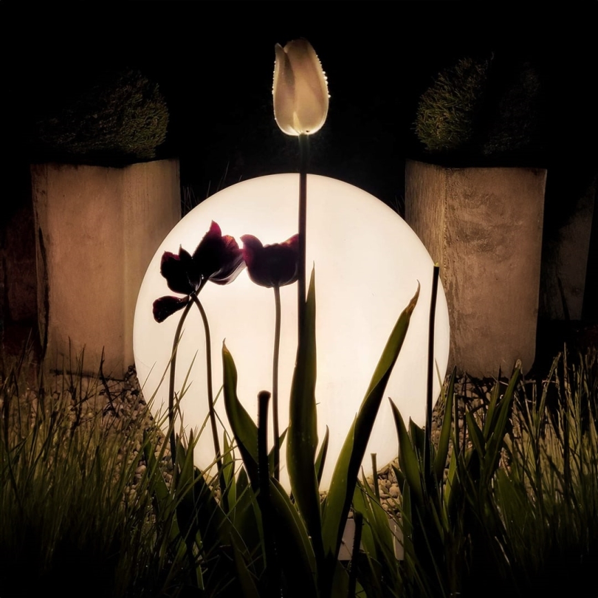 Udendørs LED lampe m. RGB-farver dæmpbar lampe GLOBO 1xE27/8,5W/230V diameter 30 cm IP44 + fjernbetjening