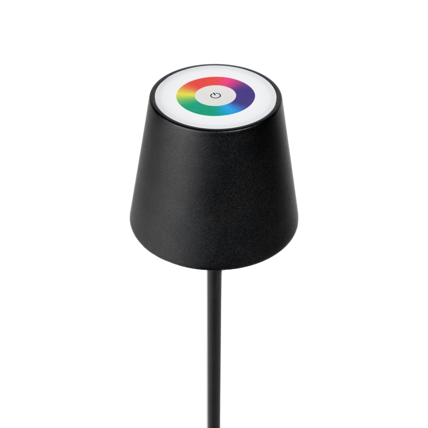 LED RGBW Dæmpbar udendørs rechargeable lampe LED/4W/4000 mAh 3000/4000/5500K IP44 sort