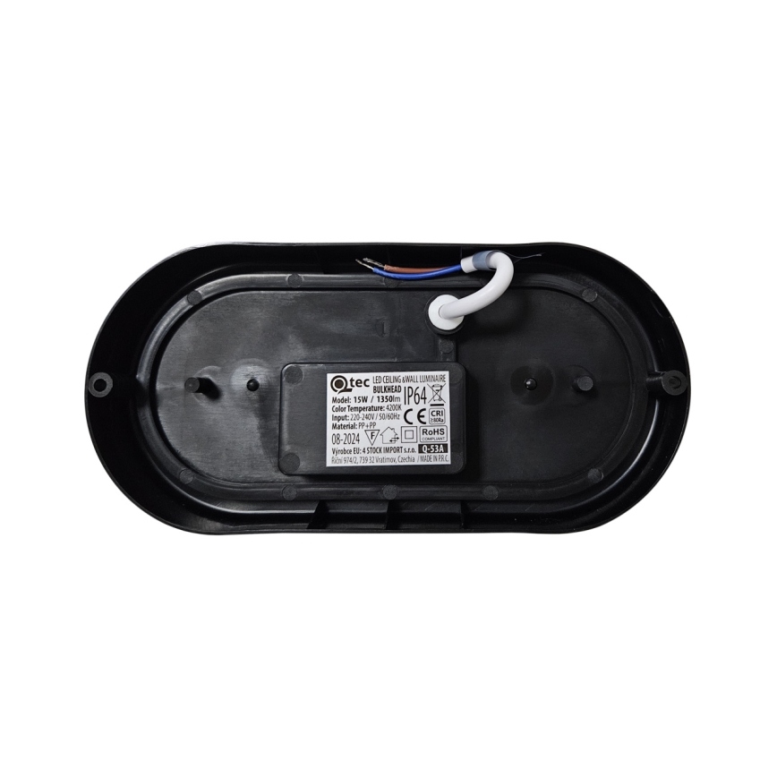 Udendørs LED loftlampe LED/15W/230V 4200K 20x9,8 cm IP64 sort