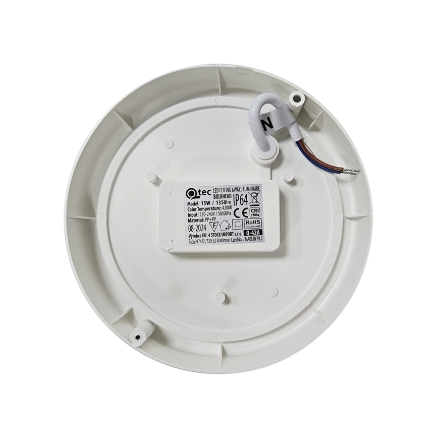 Udendørs LED loftlampe LED/15W/230V 4200K diameter 15,5 cm IP64 hvid
