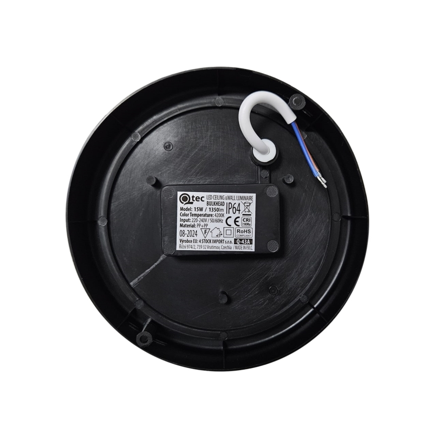 Udendørs LED loftlampe LED/15W/230V 4200K diameter 15,5 cm IP64 sort