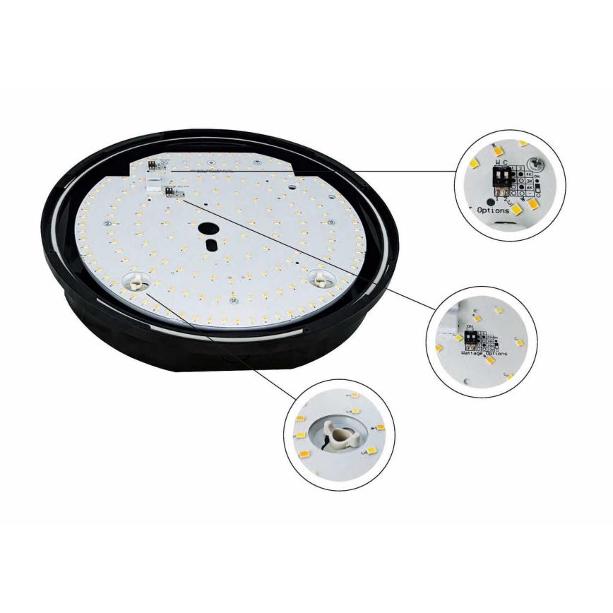 LED Dæmpbar udendørs loft lys STROPY LED/12/15/18/22W/230V 3000/4000/6000K IP65 sort