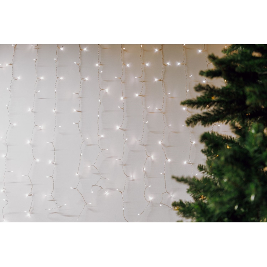 Udendørs LED lysgardin CURTAIN 480xLED/8,4W/230V 3x3 m IP44 kold hvid