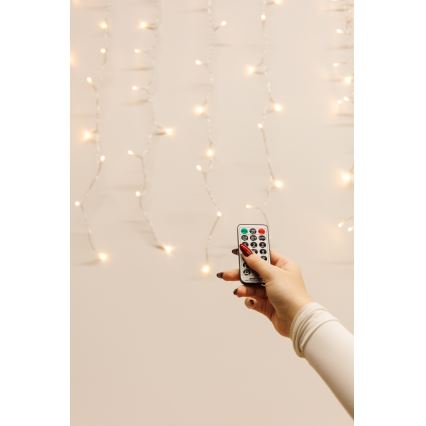 Udendørs LED lysgardin dæmpbart CURTAIN 360xLED/8,4W/230V 2x2 m IP44 varm hvid + fjernbetjening