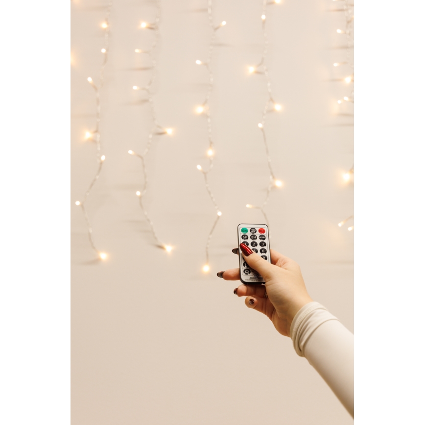 Udendørs LED lysgardin dæmpbart CURTAIN 360xLED/8,4W/230V 2x2 m IP44 varm hvid + fjernbetjening