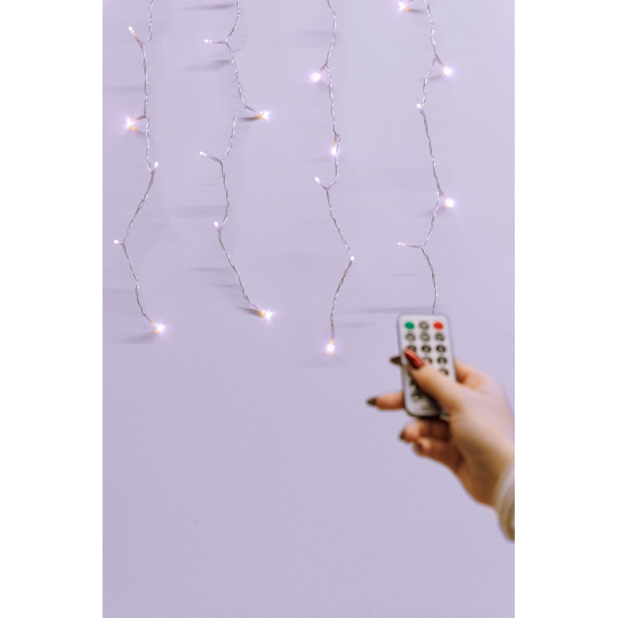 Udendørs LED lysgardin dæmpbart CURTAIN 360xLED/8,4W/230V 2x2 m IP44 varm hvid + fjernbetjening