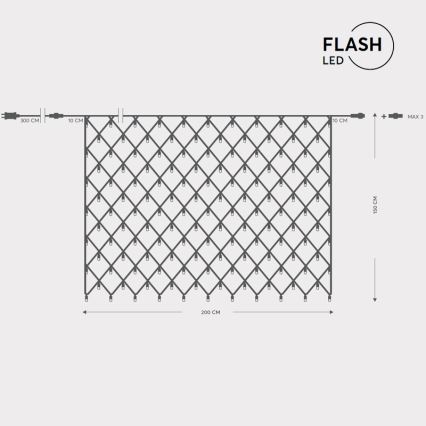 LED Udendørs lysgardin NET 240xLED/7,2W/230V 1,5x2 m IP44 varm hvid