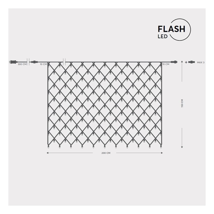 LED Udendørs lysgardin NET 240xLED/7,2W/230V 1,5x2 m IP44 varm hvid
