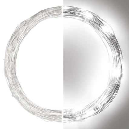 Udendørs LED-lyskæde, 100 LED, 15 m, IP44, kold hvid