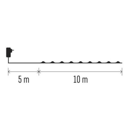 Udendørs LED-lyskæde, 100 LED, 15 m, IP44, kold hvid