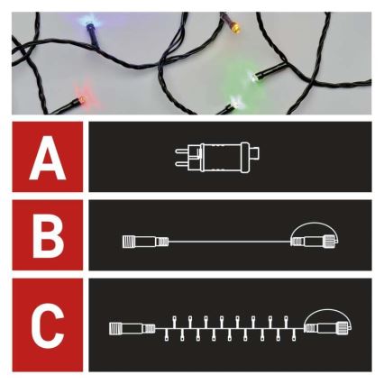 Udendørs LED lyskæde 100xLED/15 m IP44 flerfarvet