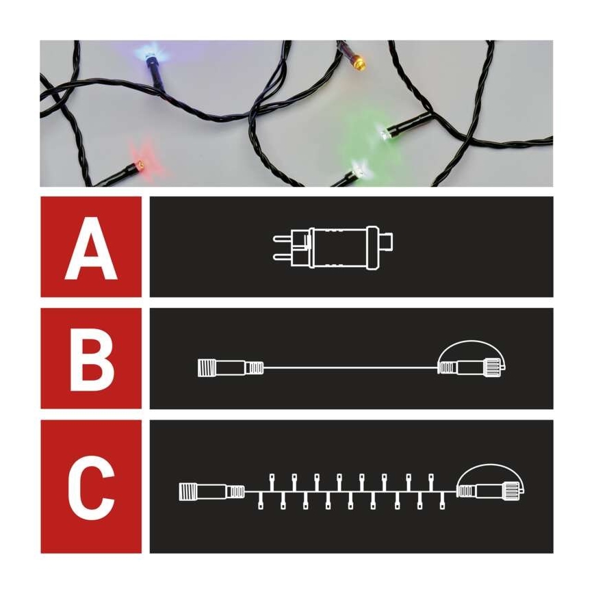 Udendørs LED lyskæde 100xLED/15 m IP44 flerfarvet