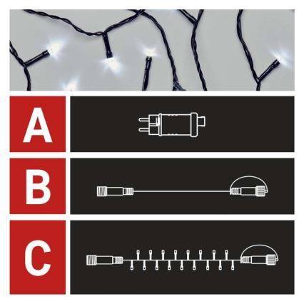 Udendørs LED lyskæde 100xLED/15 m IP44 kold hvid