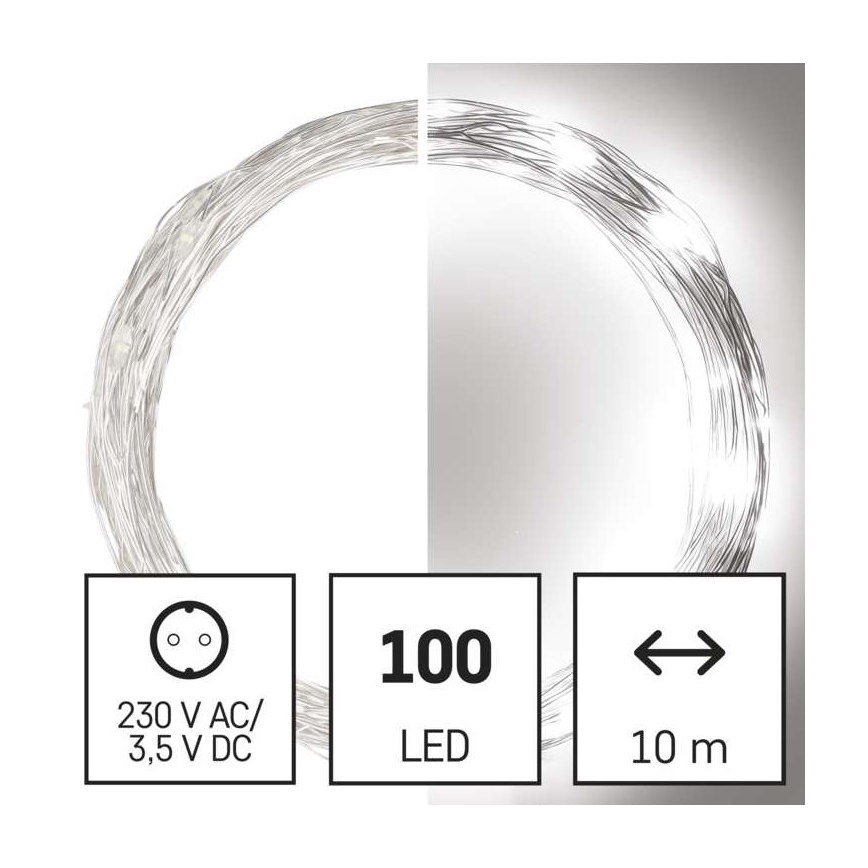 Udendørs LED lyskæde 100xLED/15 m IP44 kold hvid