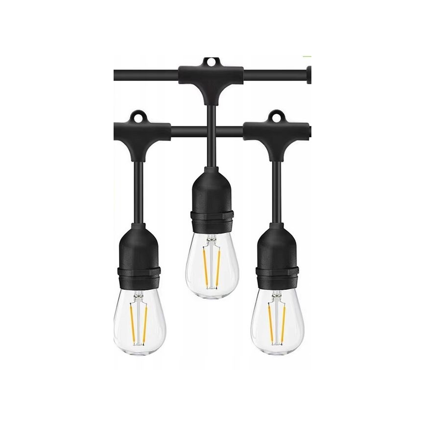Udendørs LED lyskæde 10xE27/1W/230V 10 m IP65 sort
