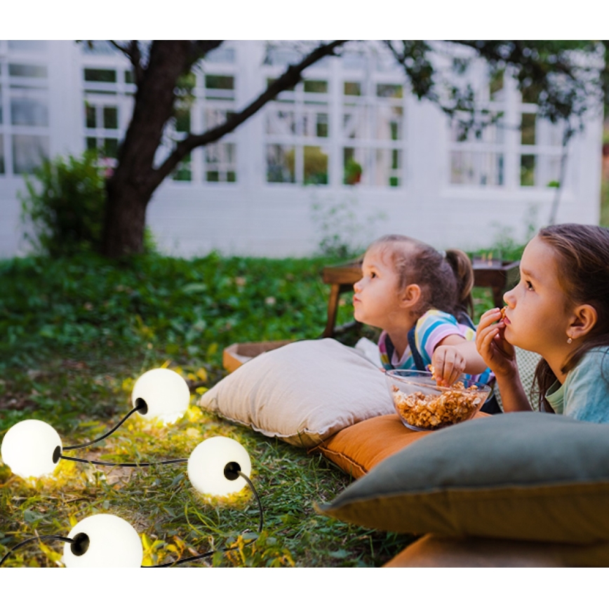 Udendørs LED lyskæde 10xLED/0,8W/230V IP67 2500K 7,7 m